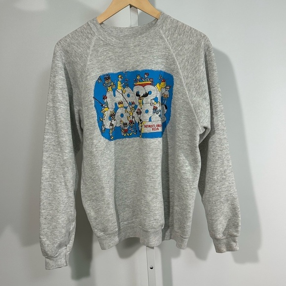 Vintage Tops - Vintage 1980s Hanes “KOA Detroit-Green” Graphic Sweatshirt — Made in USA